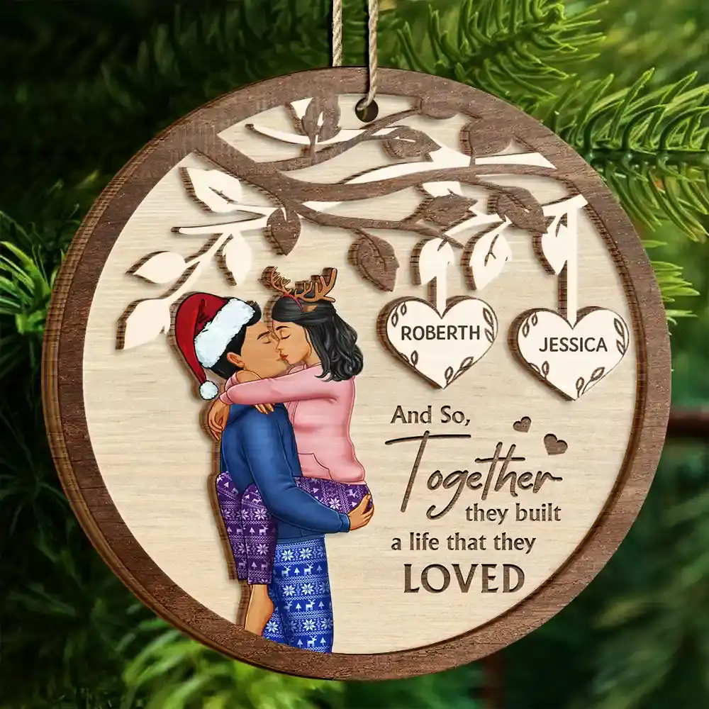 And So Together They Built A Life They Loved Couples - Personalized 2-Layered Wooden Ornament - Image 4