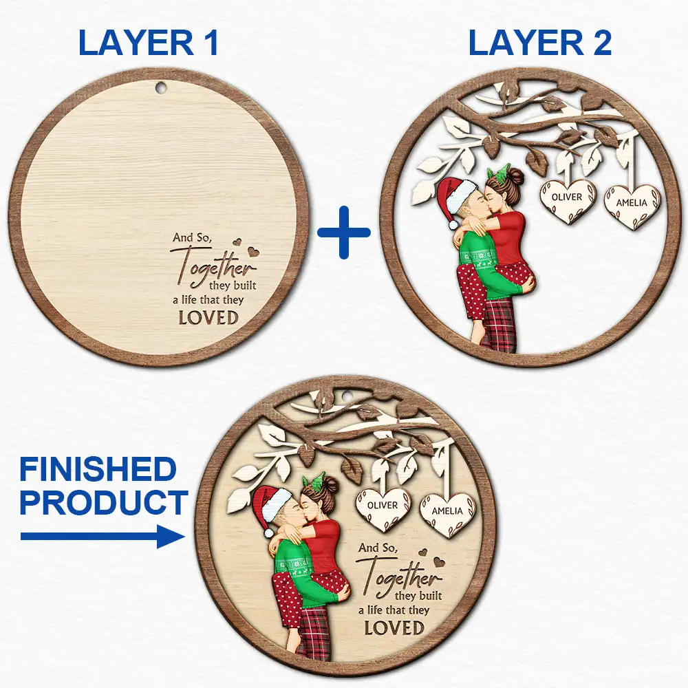And So Together They Built A Life They Loved Couples - Personalized 2-Layered Wooden Ornament - Image 6