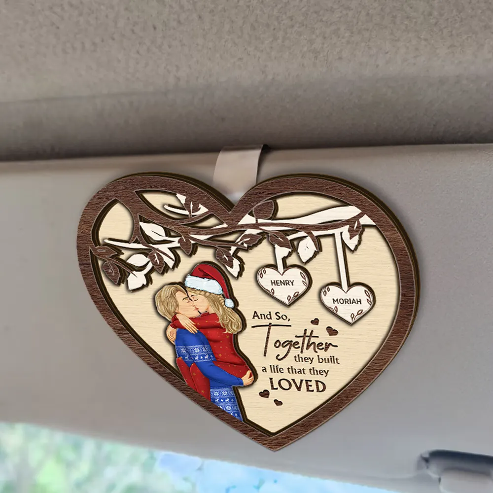 And So Together They Built A Life They Loved Couples - Personalized Custom Shaped Car Visor Clip - Image 2
