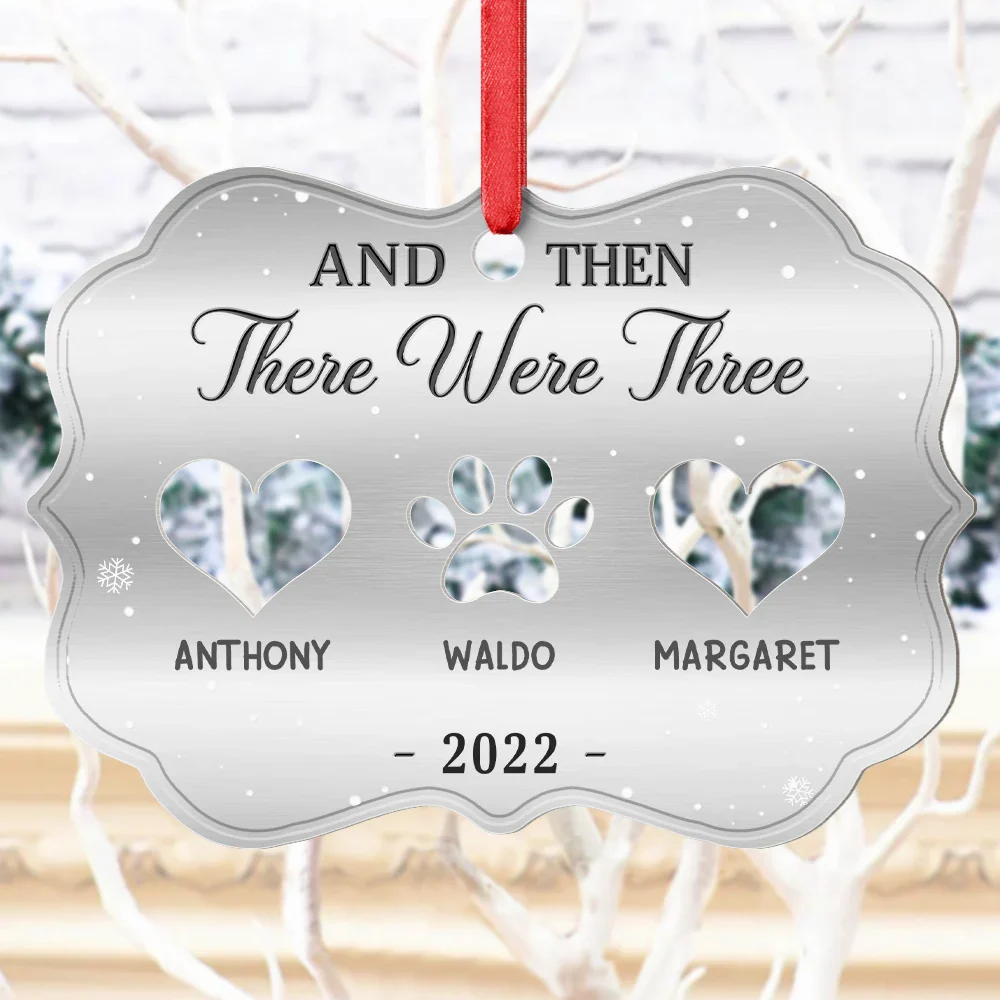And Then There Were Four Couple With Kids Pets - Personalized Metal Ornament - Image 4