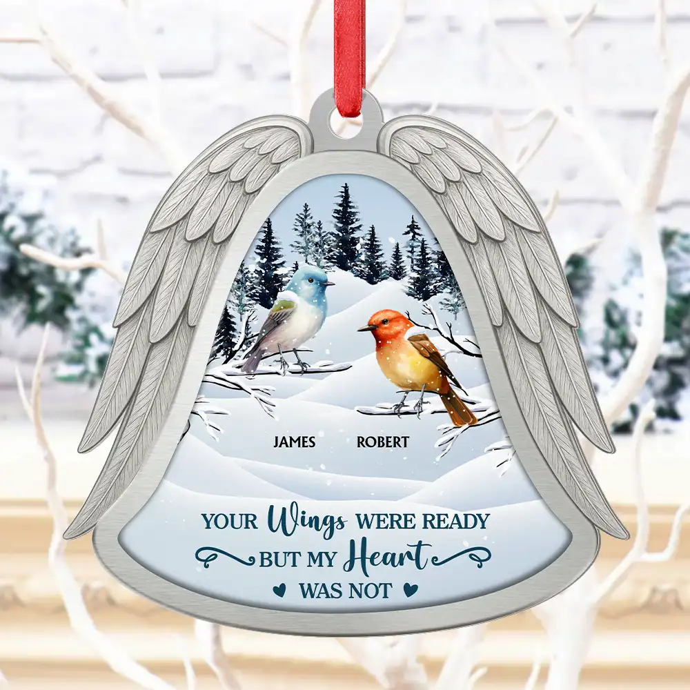 Angel Wings Forever In Loving Memory - Personalized Metal Ornament - Image 4