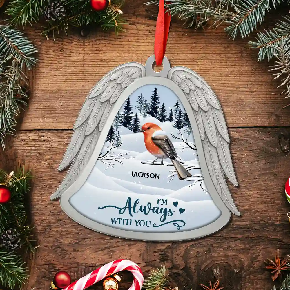 Angel Wings Forever In Loving Memory - Personalized Metal Ornament - Image 5