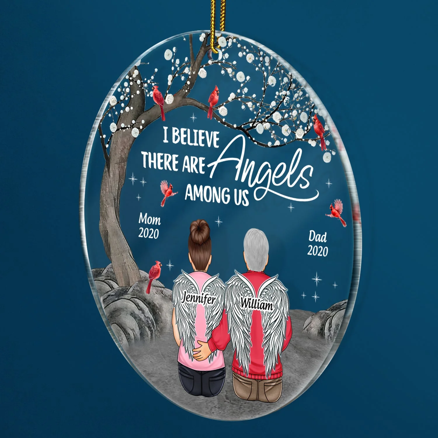 Angels Among Us - Memorial Christmas Gift - Personalized Circle Acrylic Ornament - Image 2