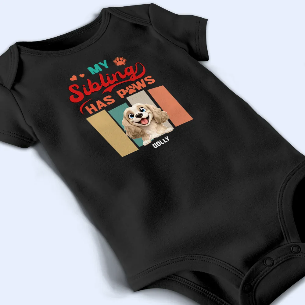 Animate Funny Dog Cat Siblings Have Paws - Personalized Baby Onesie - Image 3