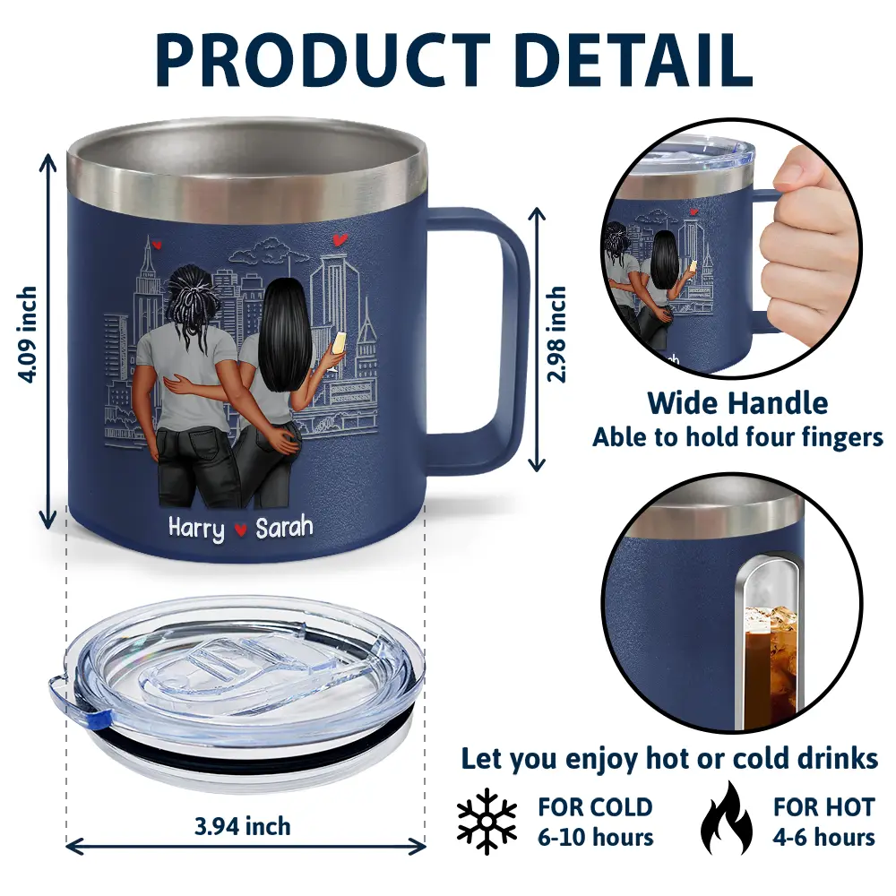 Annoy For The Rest Couples - Personalized 14oz Stainless Steel Tumbler With Handle - Image 4