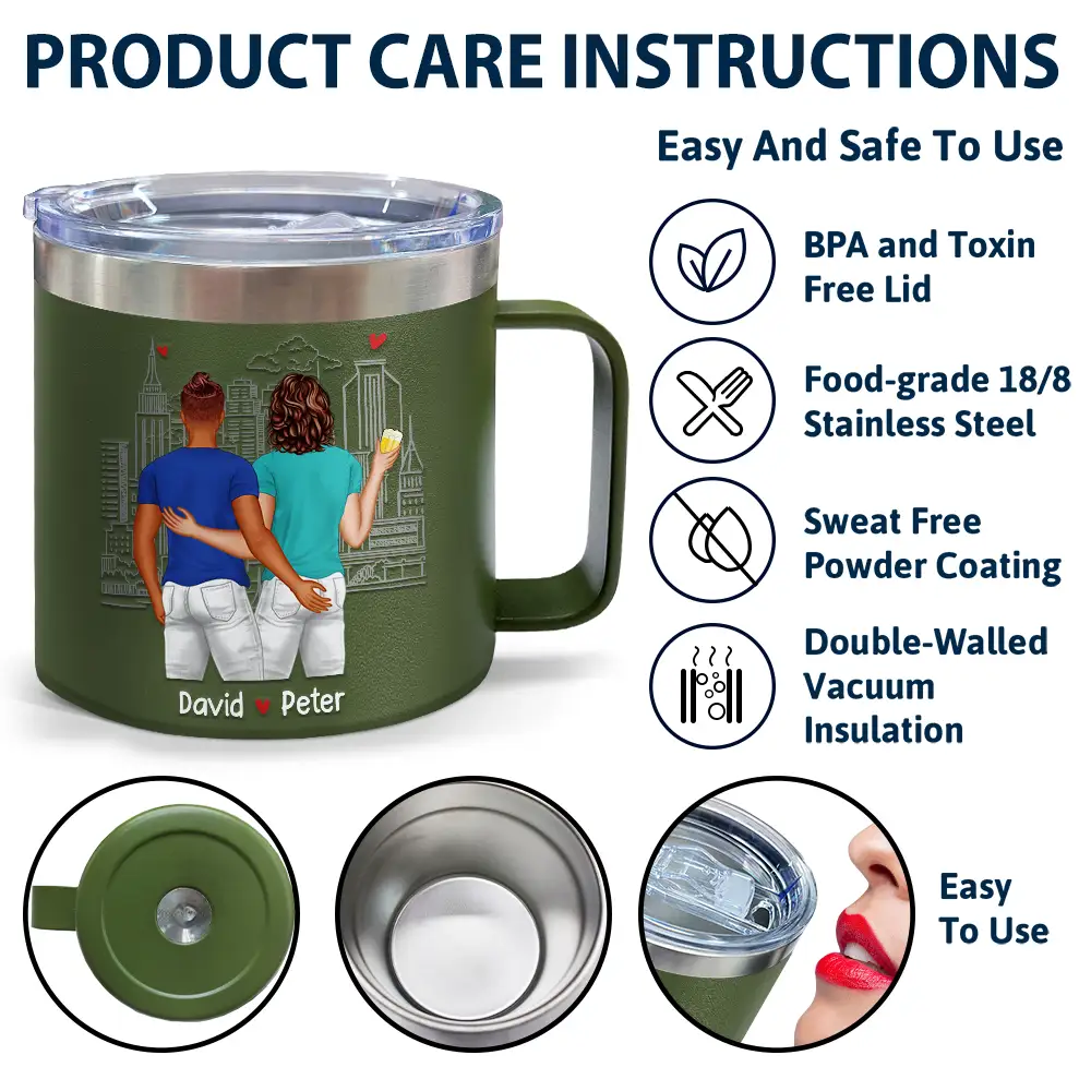 Annoy For The Rest Couples - Personalized 14oz Stainless Steel Tumbler With Handle - Image 6