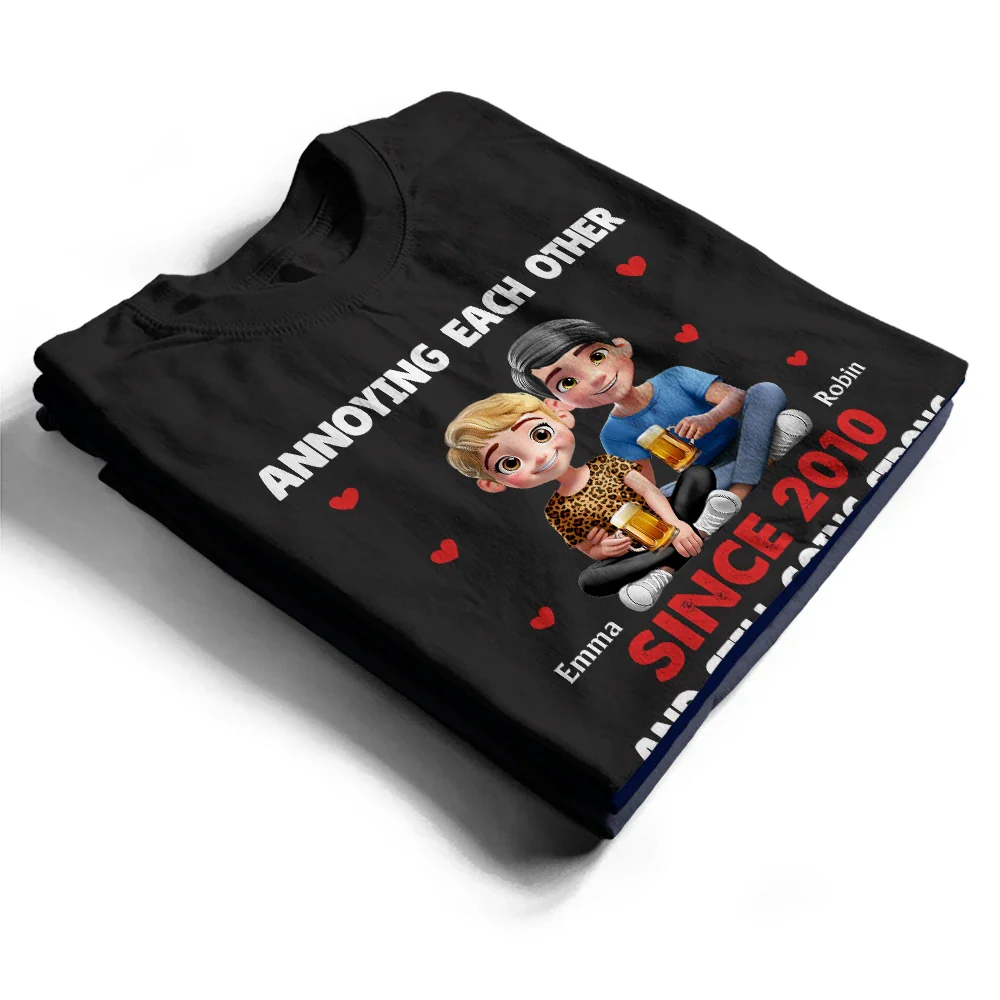 Annoying Each Other 3D Effect Couple - Personalized T Shirt - Image 2