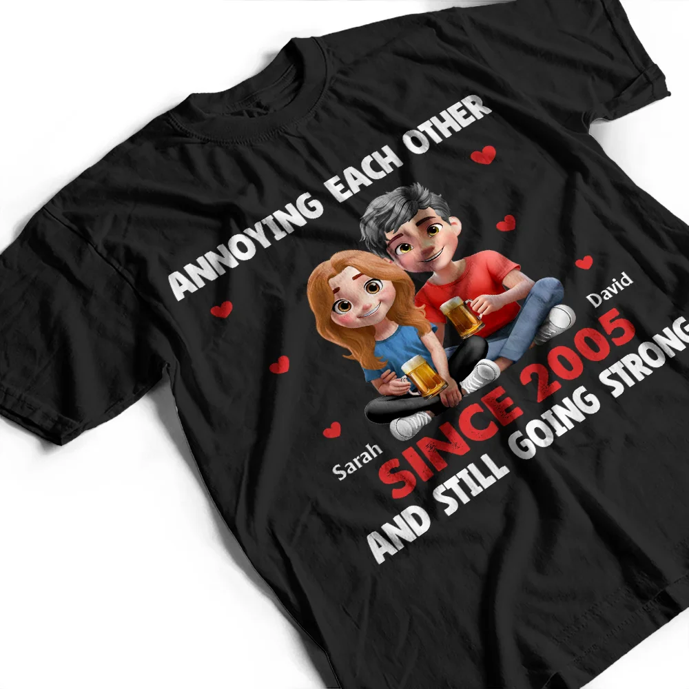 Annoying Each Other 3D Effect Couple - Personalized T Shirt - Image 3