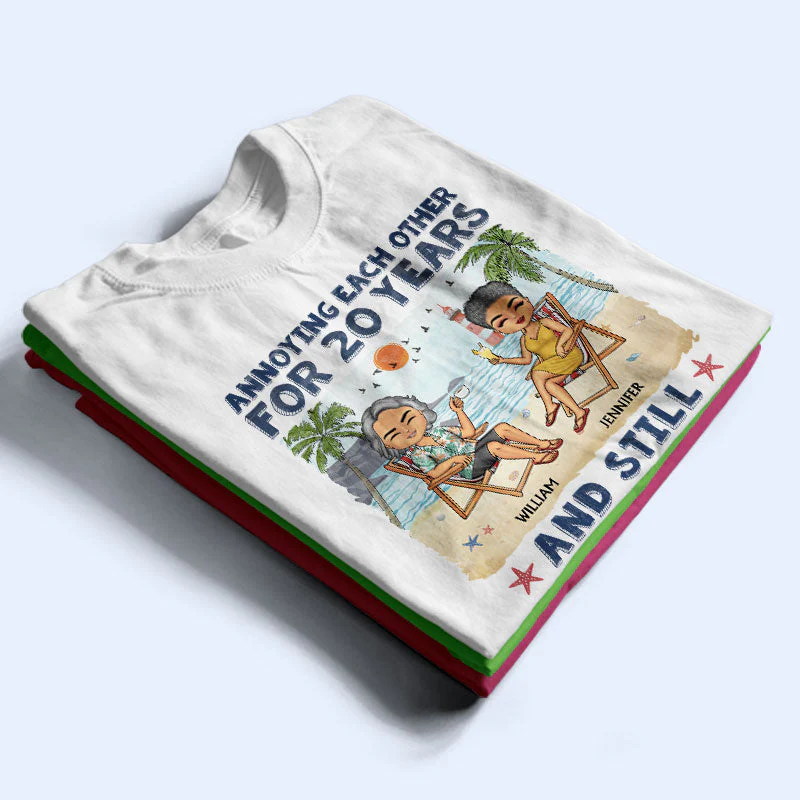 Annoying Each Other Beach Husband Wife - Couple Gift - Personalized Custom T Shirt - Image 2
