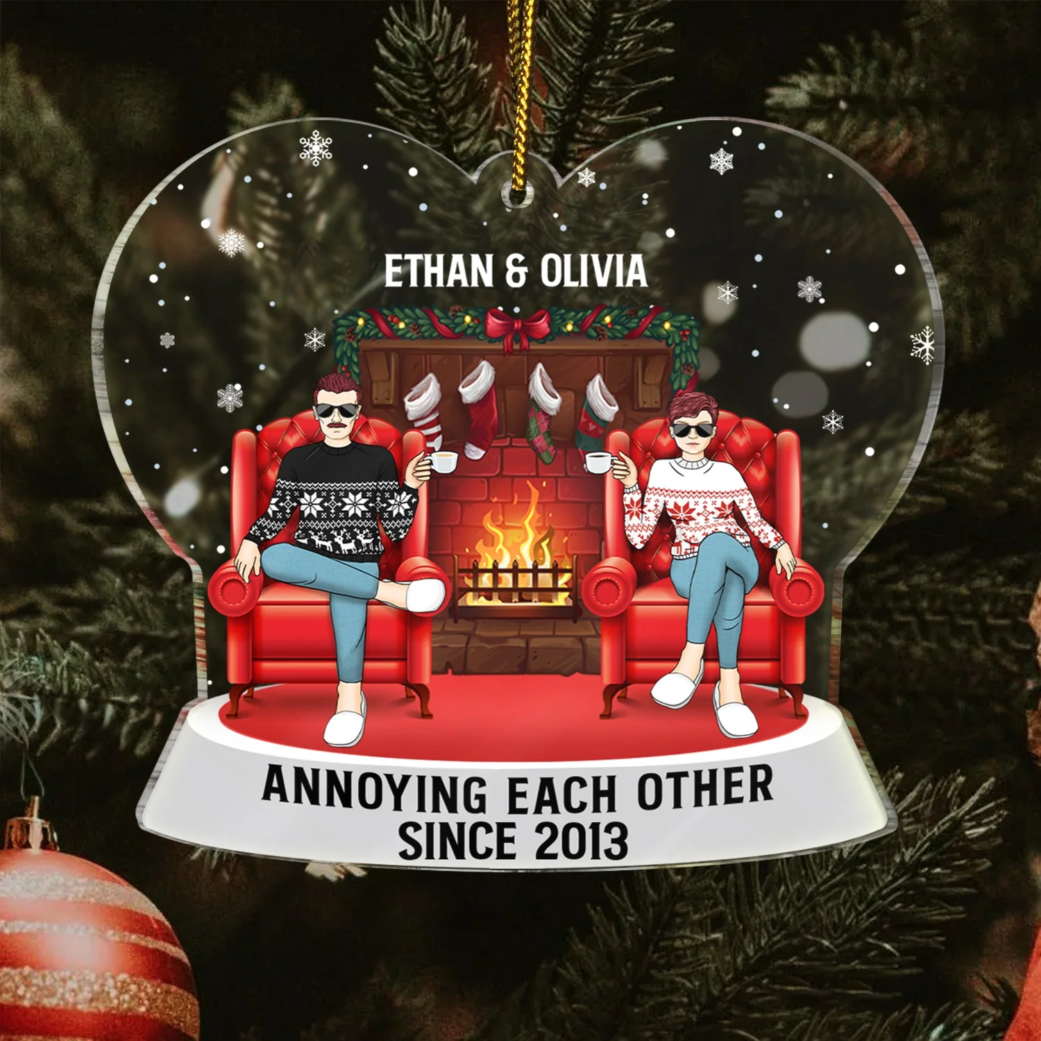 Annoying Each Other - Christmas Gift For Couples - Custom Shaped Acrylic Ornament - Image 3