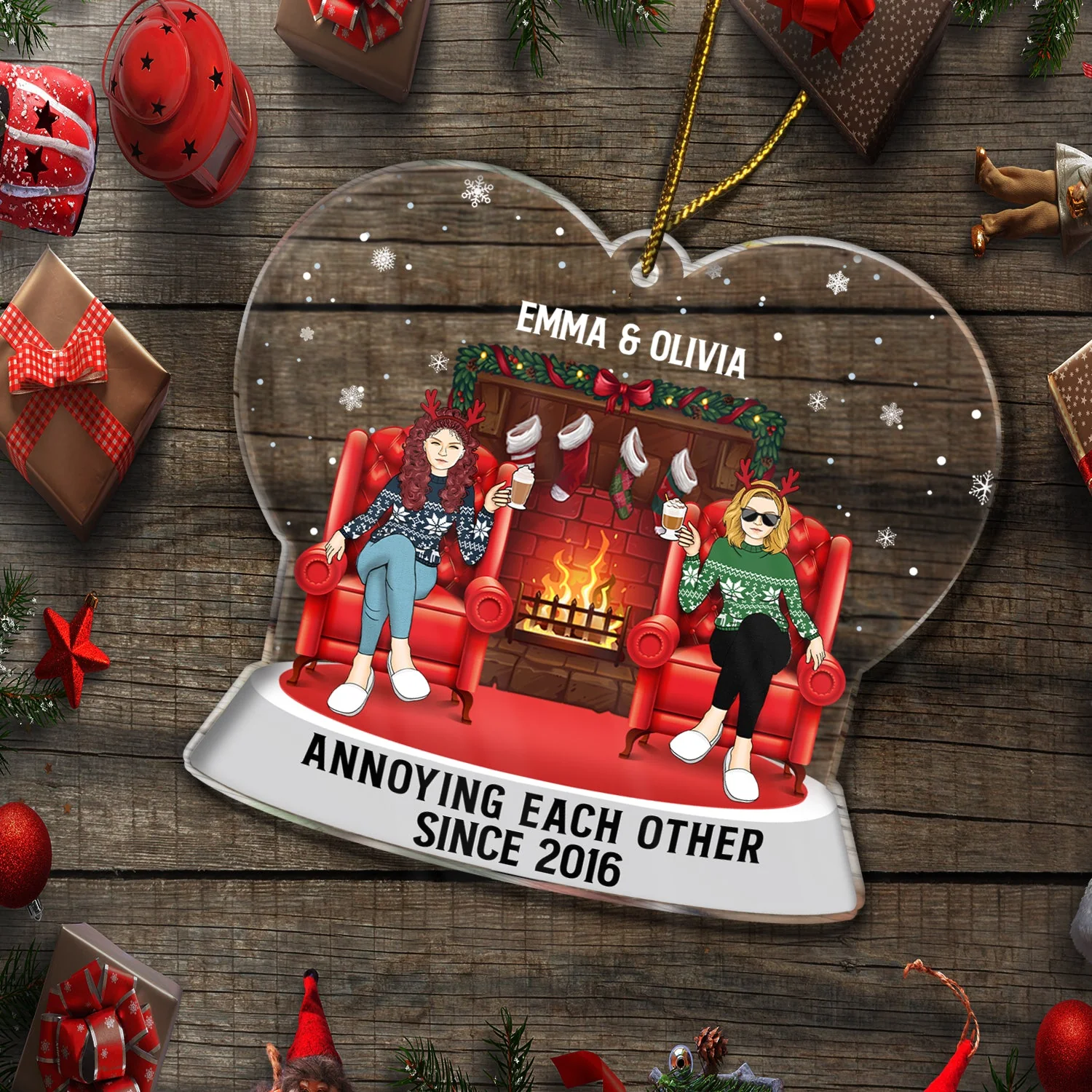Annoying Each Other - Christmas Gift For Couples - Custom Shaped Acrylic Ornament - Image 5