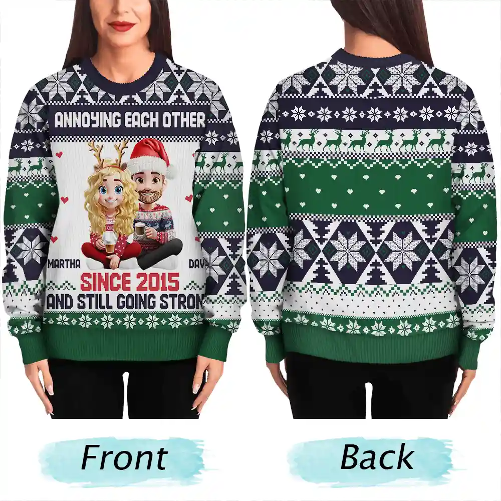 Annoying Each Other Couple - Personalized Unisex Ugly Sweater - Image 5