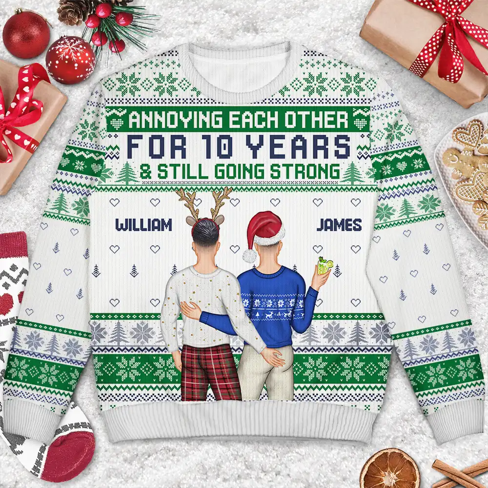 Annoying Each Other For And Still Going Strong Back Couple - Personalized Unisex Ugly Sweater - Image 3