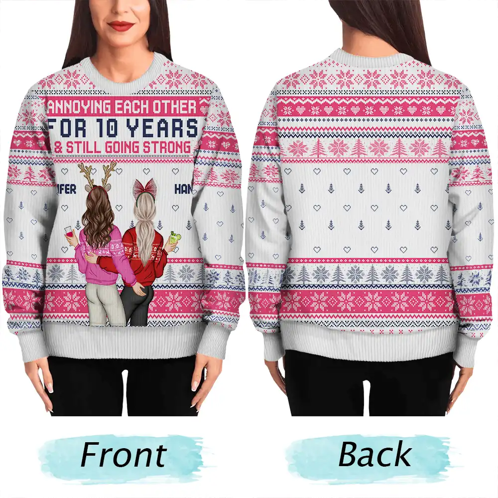 Annoying Each Other For And Still Going Strong Back Couple - Personalized Unisex Ugly Sweater - Image 5