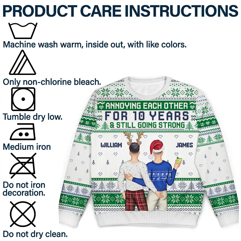 Annoying Each Other For And Still Going Strong Back Couple - Personalized Unisex Ugly Sweater - Image 7