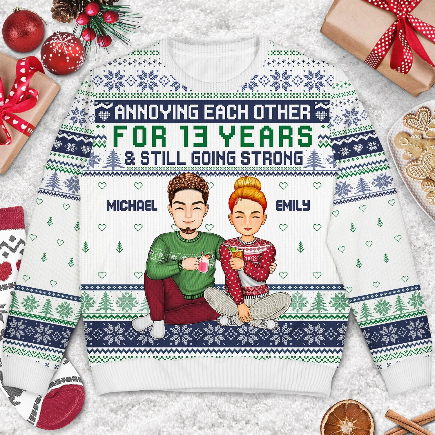 Annoying Each Other For And Still Going Strong - Christmas Gift For Couple, Spouse, Husband, Wife - Personalized Unisex Ugly Sweater - Image 3