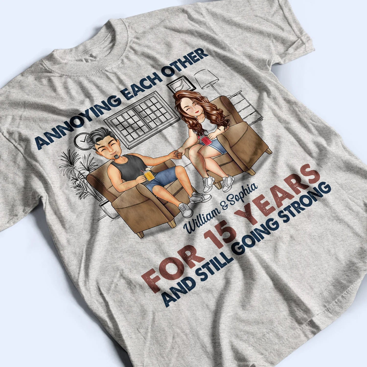 Annoying Each Other For Years - Anniversary, Birthday Gift For Spouse, Lover, Husband, Wife, Boyfriend, Girlfriend, Couple - Personalized Custom T Shirt - Image 5