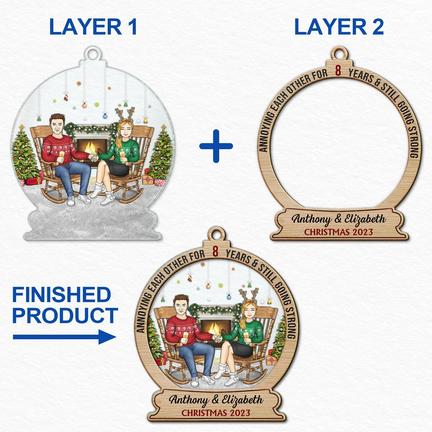 Annoying Each Other For Years - Christmas Gift For Couples - Personalized 2-Layered Mix Ornament - Image 6