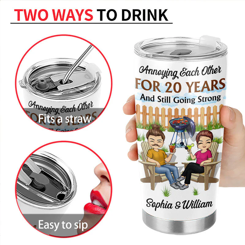Annoying Each Other For Years - Couple Gift - Personalized Custom Tumbler - Image 4