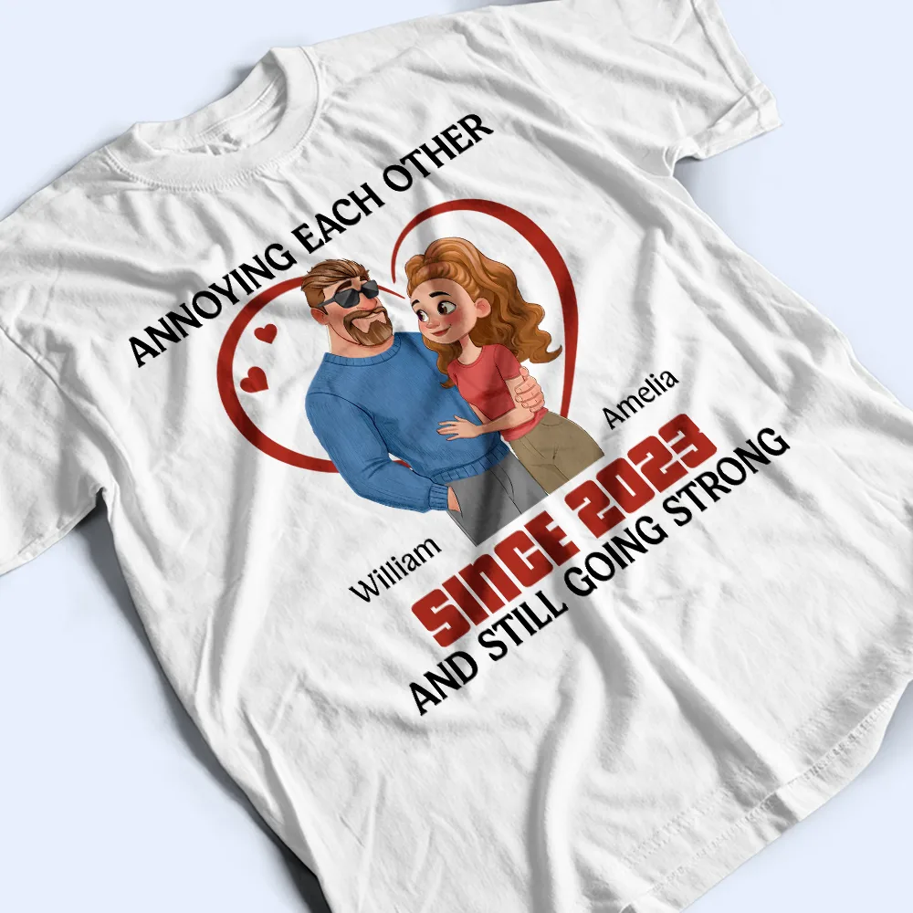 Annoying Each Other Hugging Couple - Personalized T Shirt - Image 3