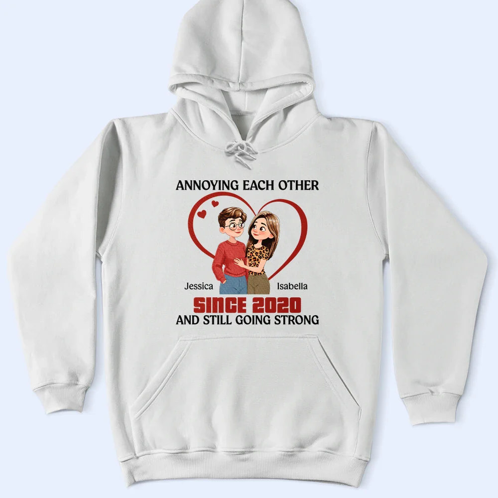 Annoying Each Other Hugging Couple - Personalized T Shirt - Image 4