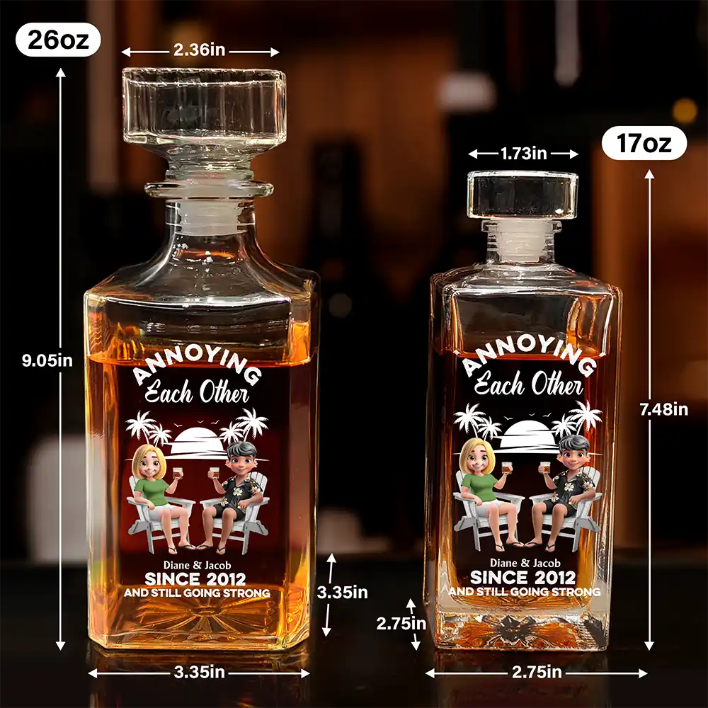 Annoying Each Other - Personalized Square Whiskey Bottle - Image 5