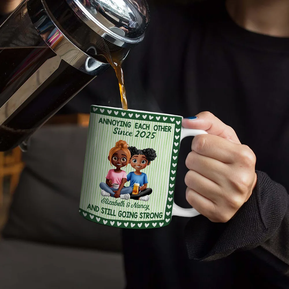 Annoying Each Other Since Couple Stripe Style - Personalized White Edge-to-Edge Mug - Image 4