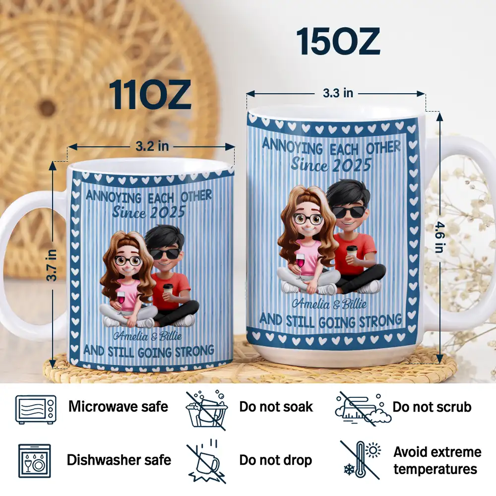 Annoying Each Other Since Couple Stripe Style - Personalized White Edge-to-Edge Mug - Image 5