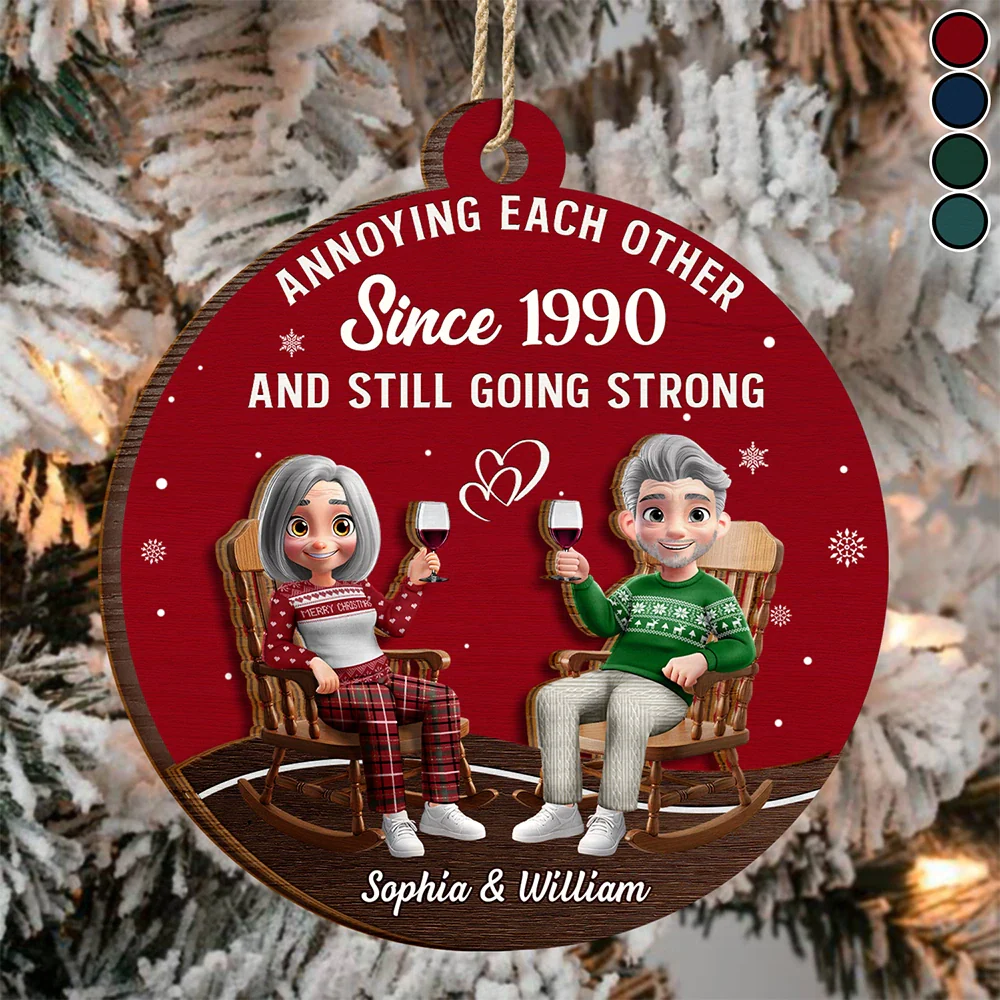 Annoying Each Other Since Loving Couple - Personalized 2-Layered Wooden Ornament
