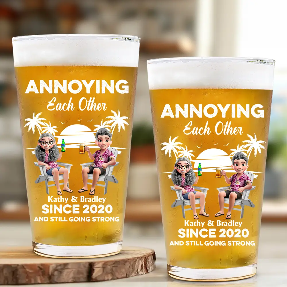 Annoying Each Other Since - Personalized Beer Glass - Image 2