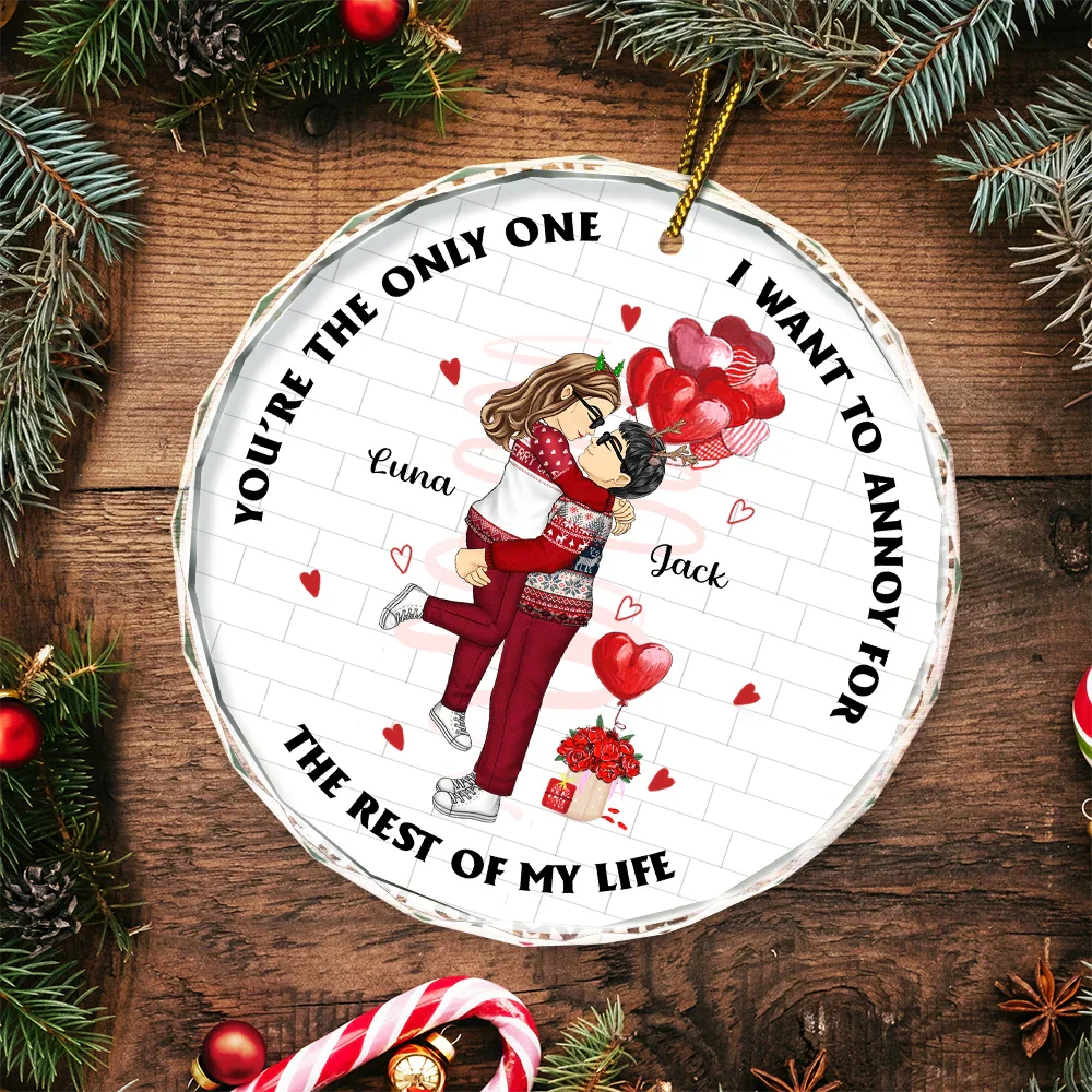 Annoying For The Rest Of My Life Couples - Personalized Circle Glass Ornament - Image 5