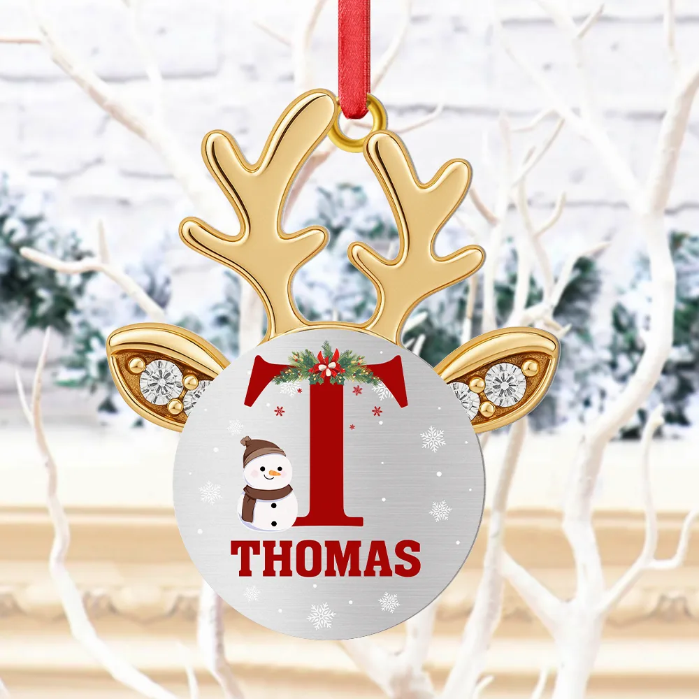 Antler Christmas - Personalized Metal Ornament - Image 4