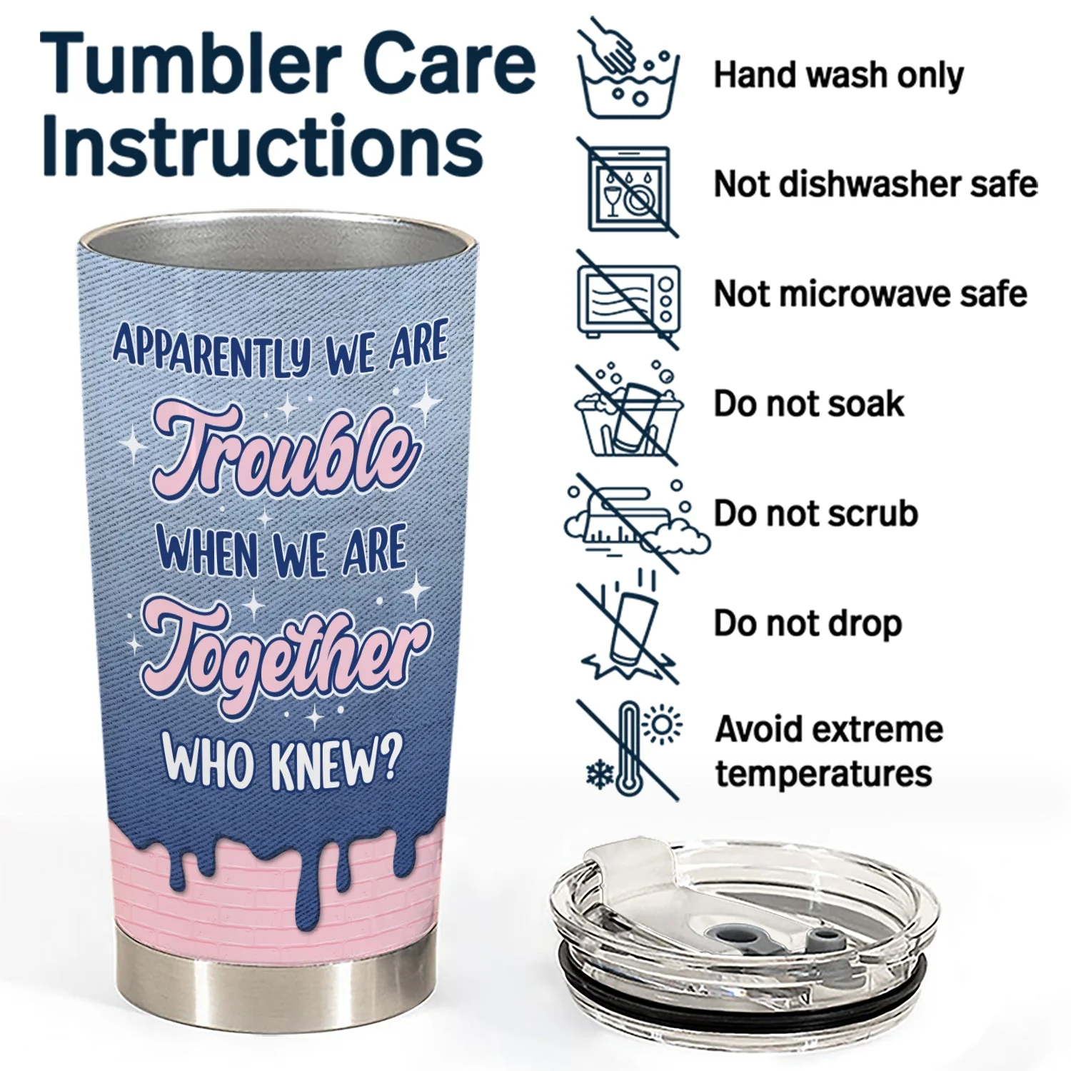 Apparently We Are Trouble - Gift For Bestie - Personalized Custom Tumbler - Image 5