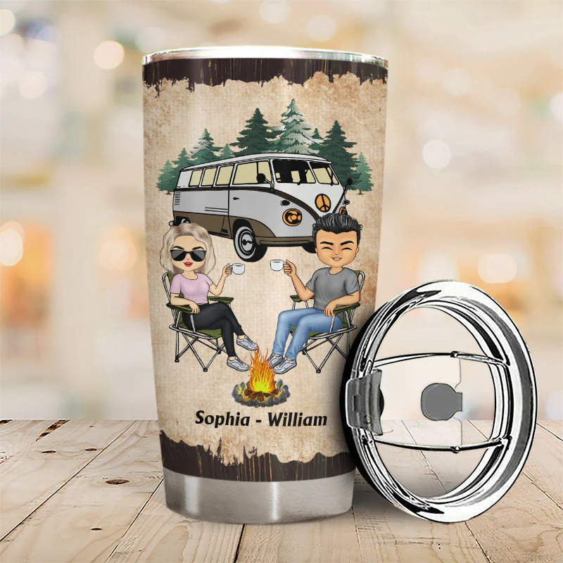 Apparently We Are Trouble When We Are Together - Gift For Camping Friends - Personalized Custom Tumbler - Image 2
