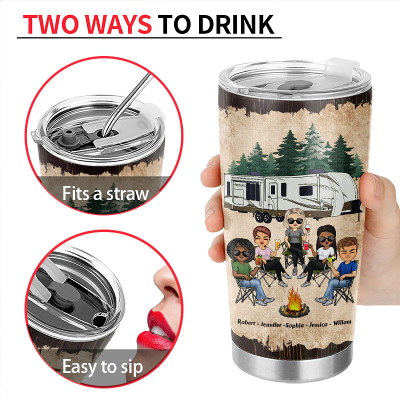 Apparently We Are Trouble When We Are Together - Gift For Camping Friends - Personalized Custom Tumbler - Image 3