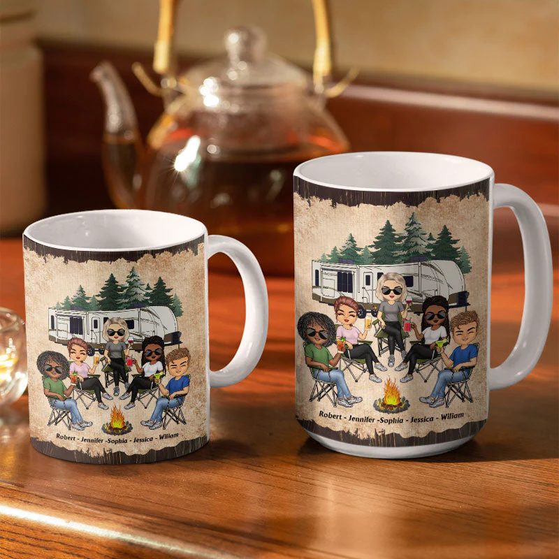 Apparently We Are Trouble When We Are Together - Gift For Camping Friends - Personalized Custom White Edge-to-Edge Mug - Image 3