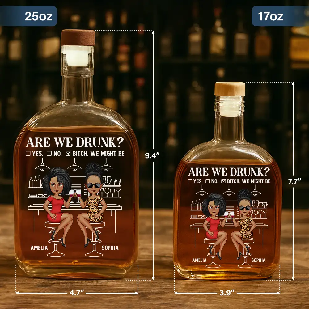 Are We Drunk Wine Bestie - Personalized Whiskey Bottle - Image 5