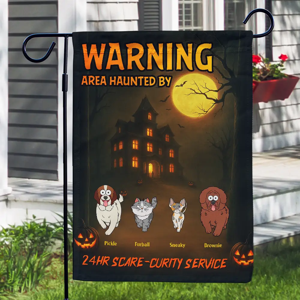 Area Haunted By 24 HR Scare-curity Service - Personalized Flag - Image 3