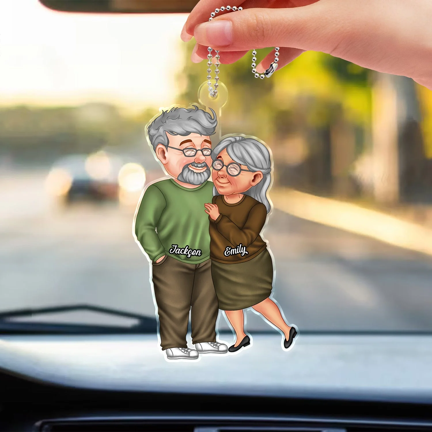 Arm In Arm Couple - Anniversary Gift For Couples - Personalized Acrylic Car Hanger - Image 3
