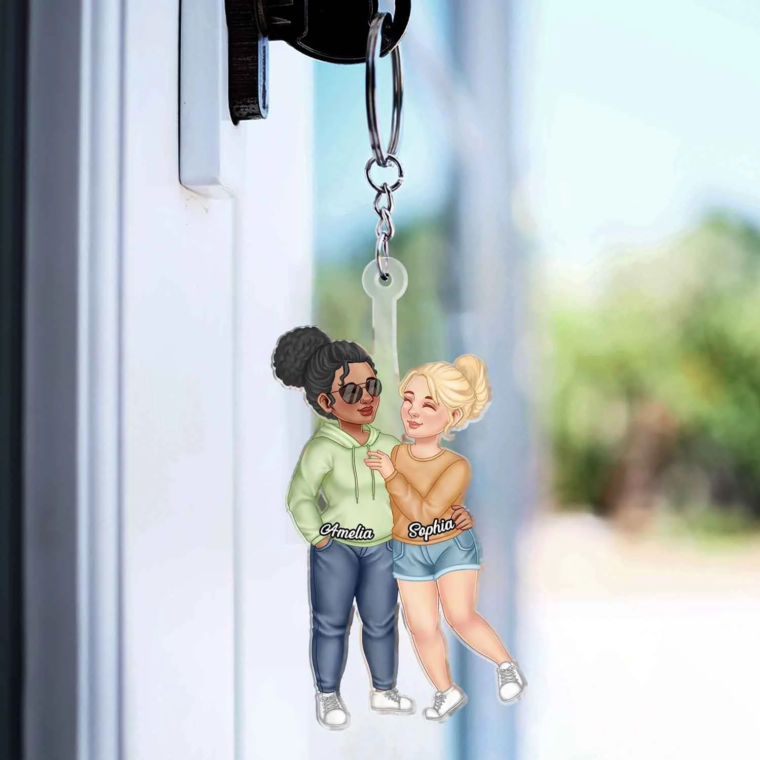 Arm In Arm Couple - Loving, Anniversary Gift For Couples, Husband, Wife - Personalized Cutout Acrylic Keychain - Image 3