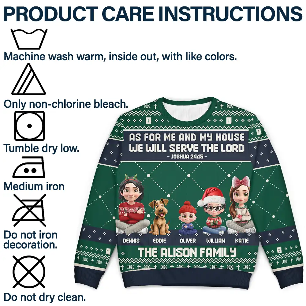 As For Me And My House We Will Serve The Lord - Personalized Unisex Ugly Sweater - Image 7