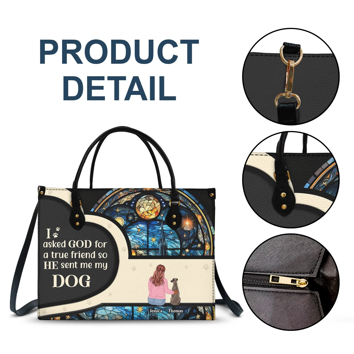 Asked God For A True Friend - Gift For Dog Mom - Personalized Leather Bag - Image 7