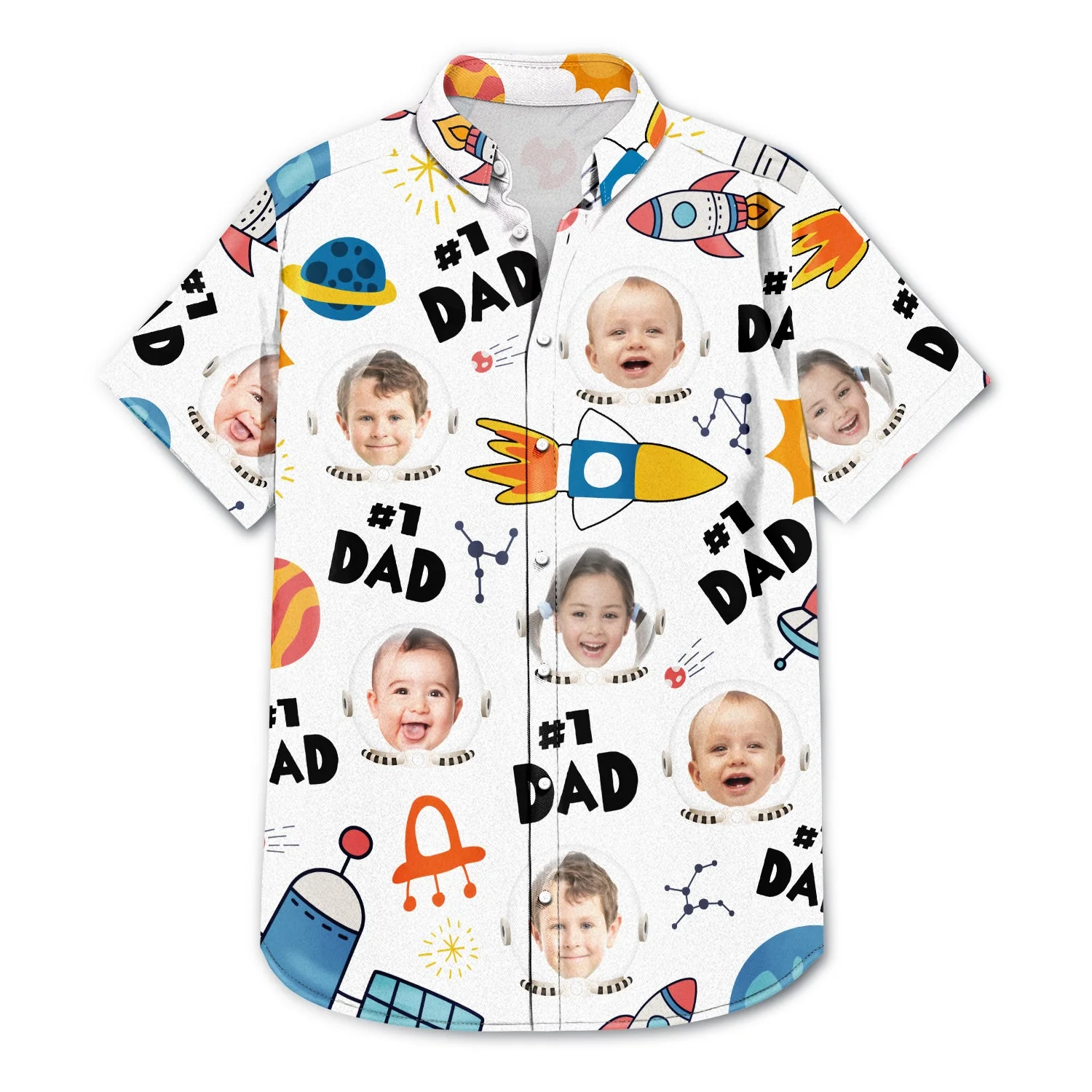 Custom Photo Astronaut #1 Dad - Personalized Hawaiian Shirt - Image 4