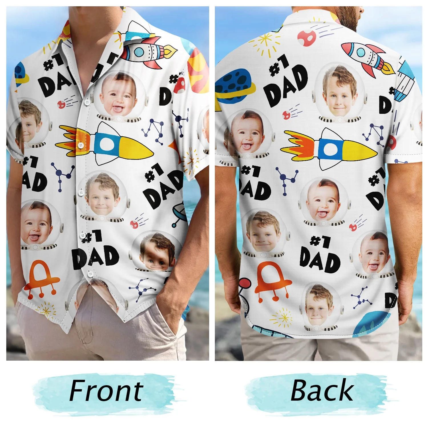 Custom Photo Astronaut #1 Dad - Personalized Hawaiian Shirt - Image 6