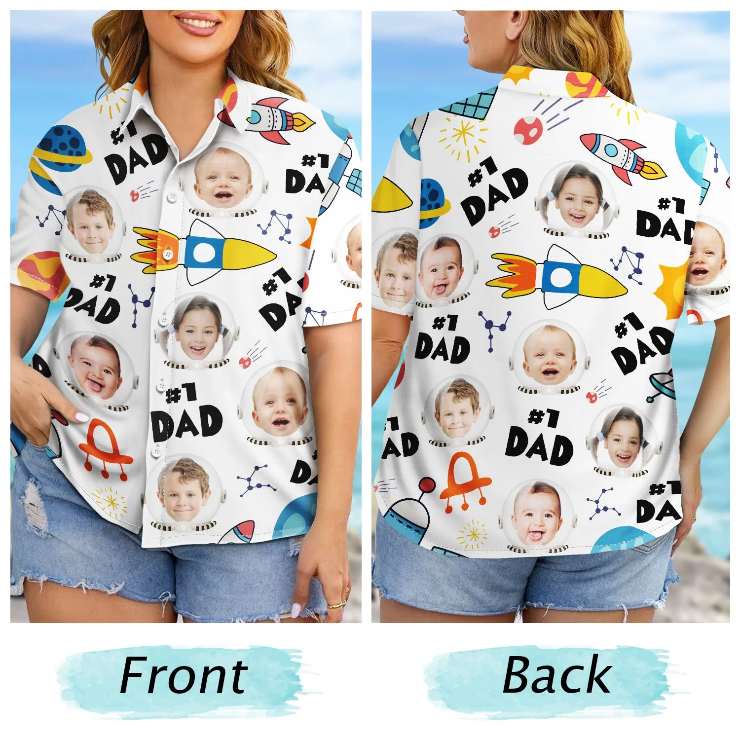 Custom Photo Astronaut #1 Dad - Personalized Hawaiian Shirt - Image 7