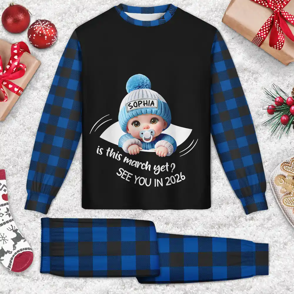 Baby Expecting Christmas On The Inside See You In - Personalized Unisex Pajamas Set - Image 3