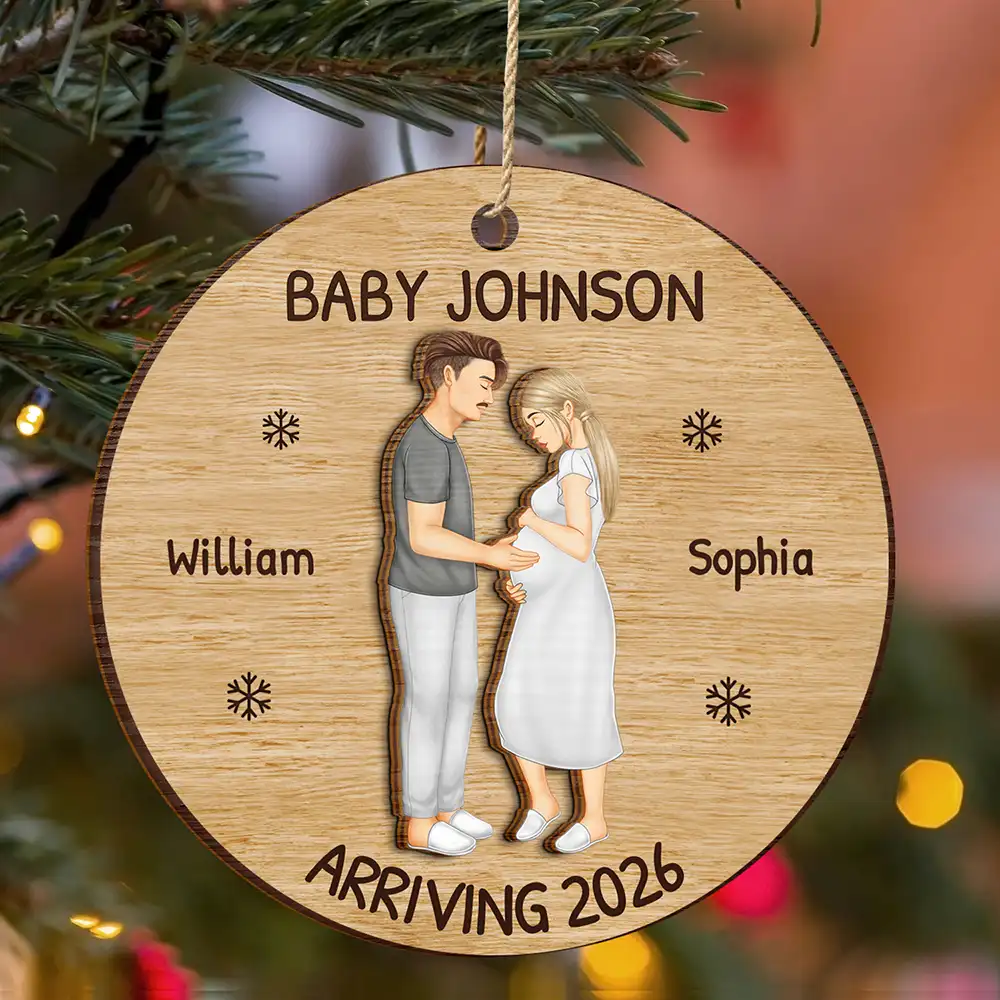 Baby Expecting See You - Personalized 2-Layered Wooden Ornament - Image 2