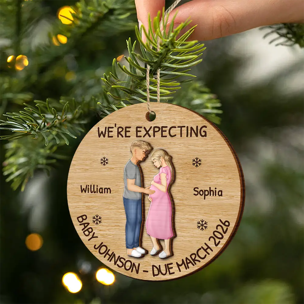 Baby Expecting See You - Personalized 2-Layered Wooden Ornament - Image 3