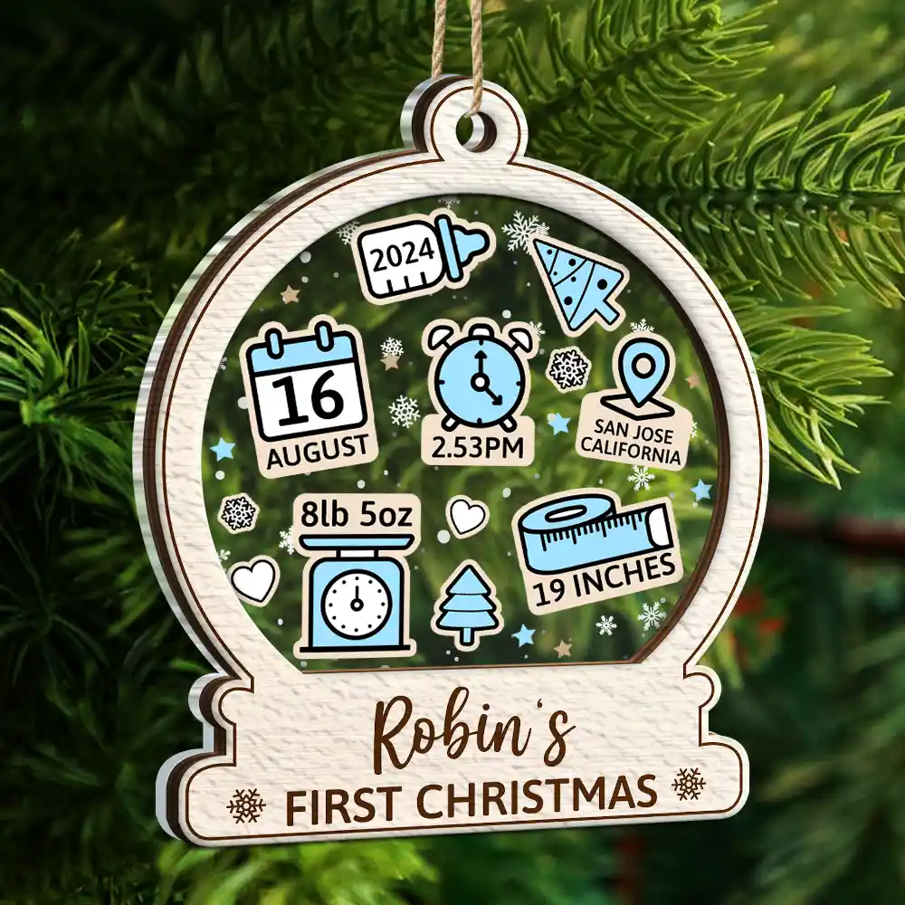 Baby First Christmas Ornament Icon - Personalized 2-Layered Mix Ornament - Image 5