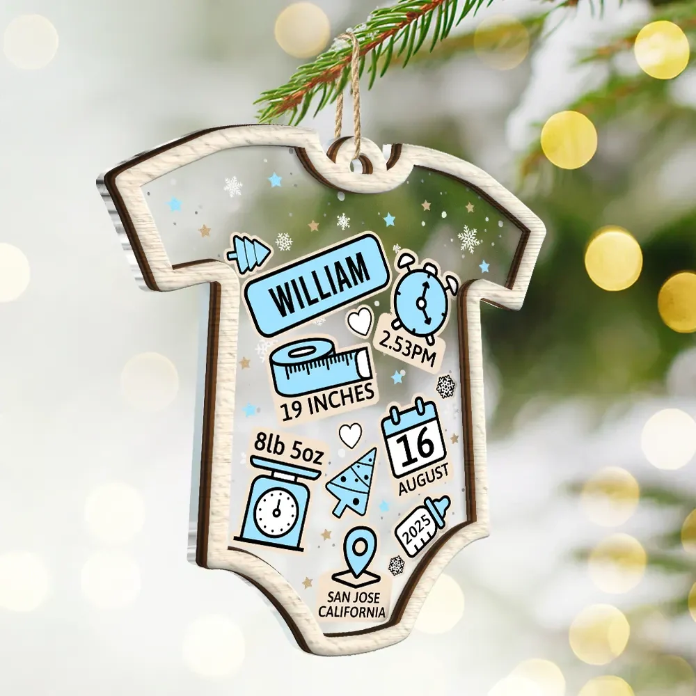 Baby First Christmas - Personalized 2-Layered Mix Ornament - Image 2